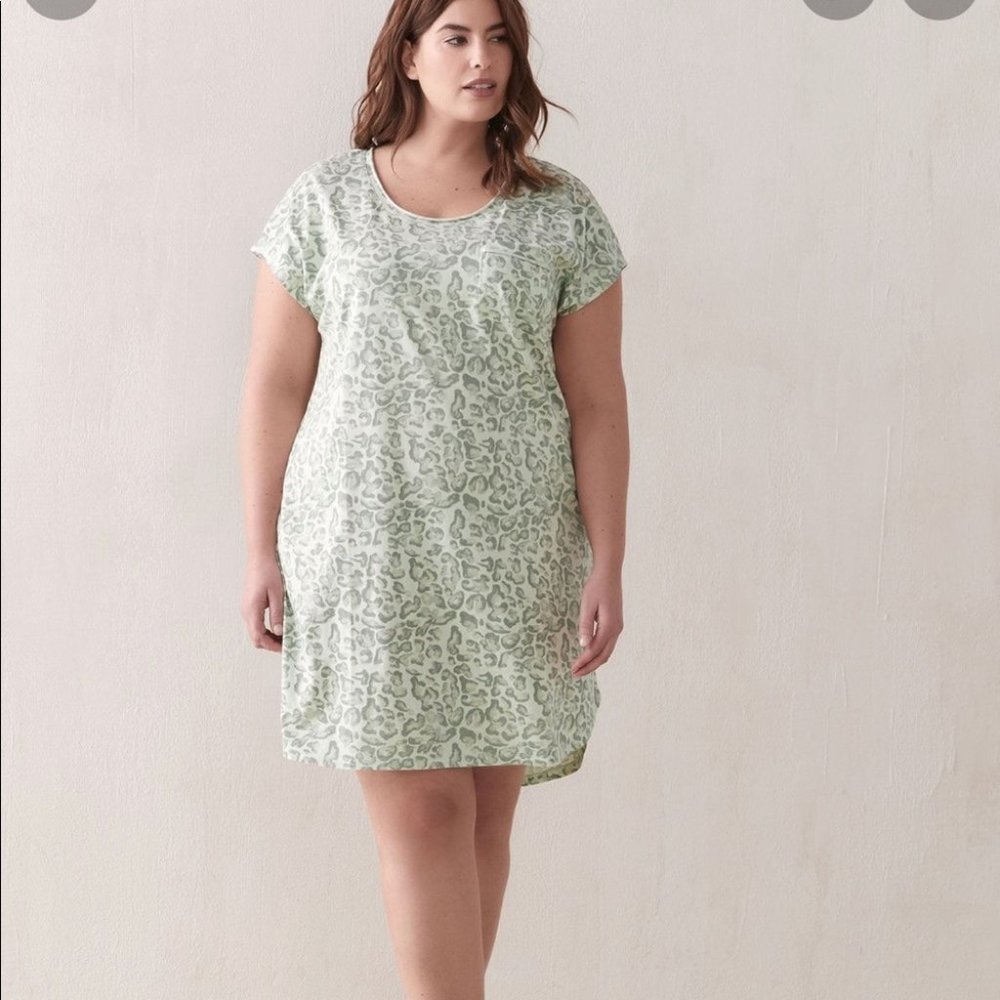 Addition Elle Women Green Leopard Sleepwear Nightgown T-Shirt Plus Size 3X